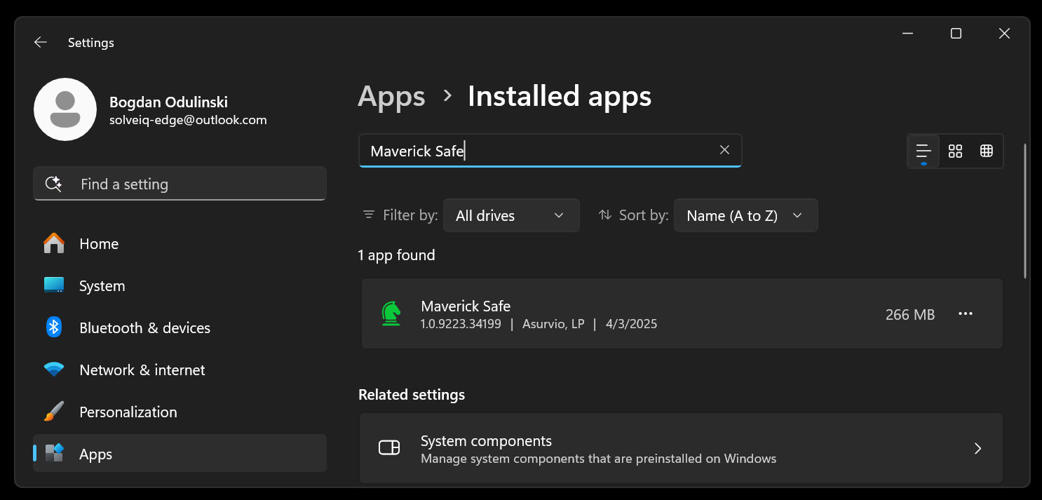 Maverick Safe Uninstall - Step 2